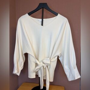 Downeast Cream V-Neck Tie-Front Top